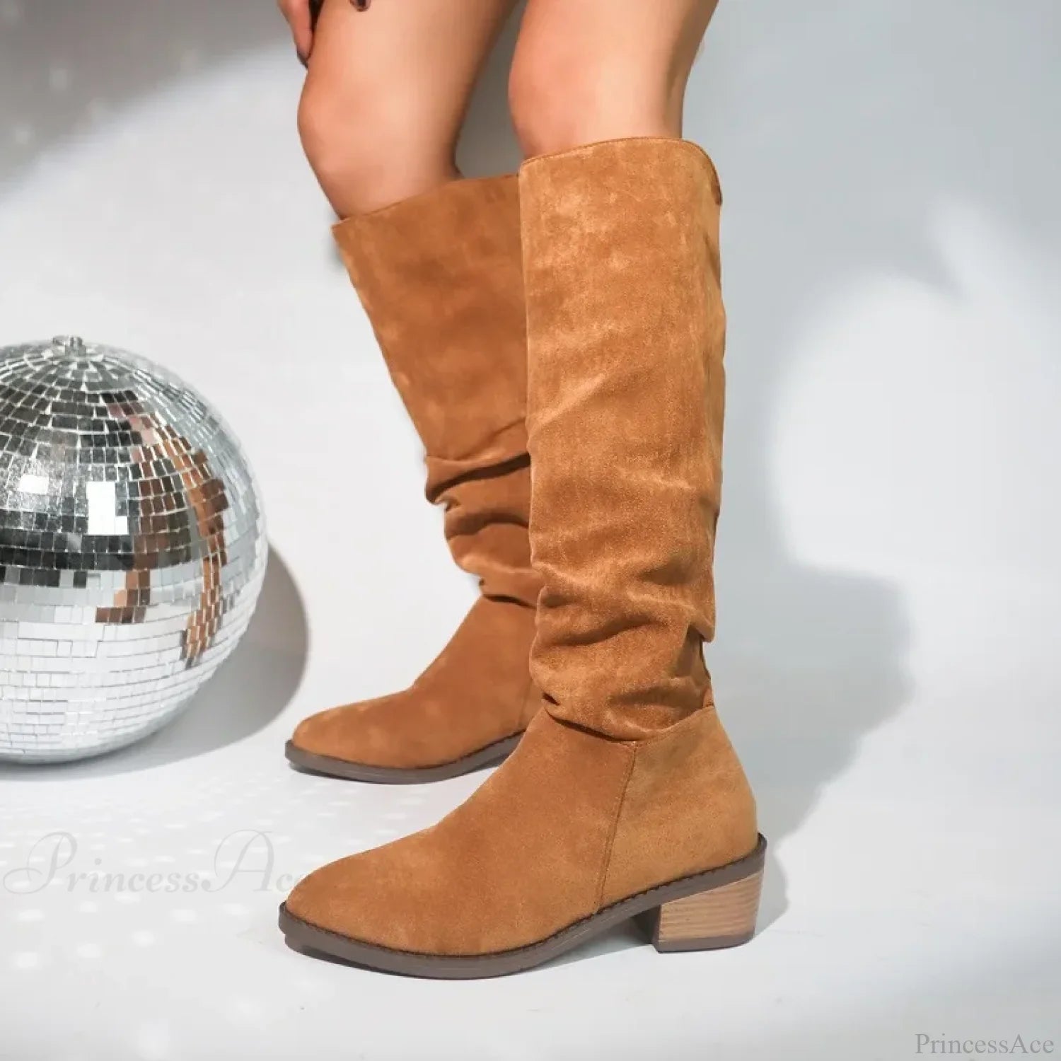 New Fashion Trendy British Retro Brown Autumn Suede Casual Big Knee High Boot