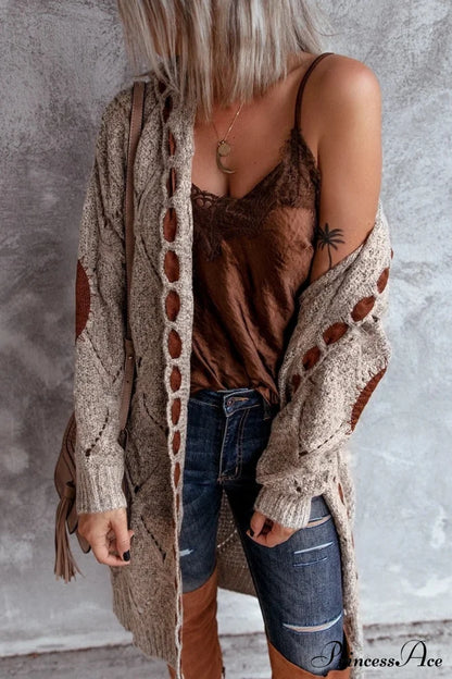 New Hot Selling Long-Sleeved Cardigan Sweater Khaki / S