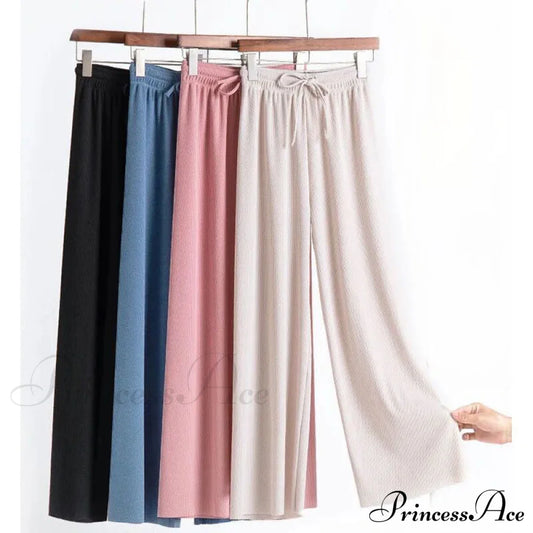 New Ladies Ice Silk Light Wide Leg Trousers