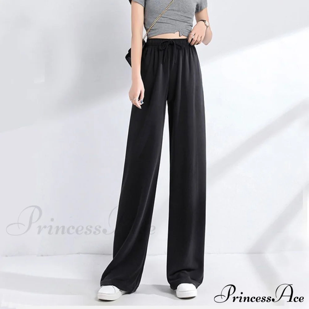 New Ladies Ice Silk Light Wide Leg Trousers