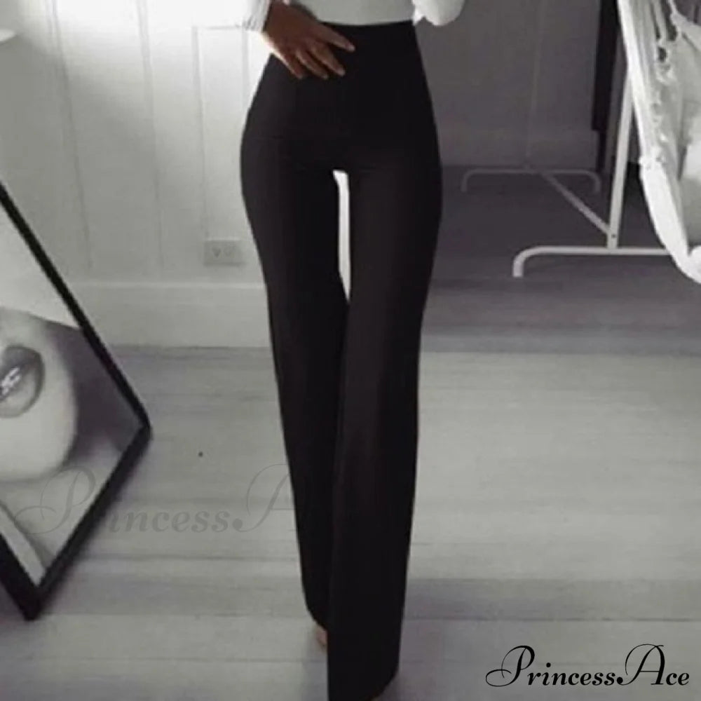 New Multi Colors Slim Trumpet Trendy Pants Black / S