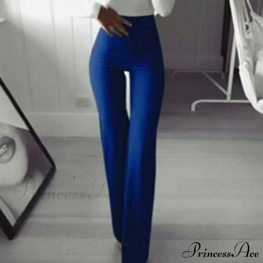 New Multi Colors Slim Trumpet Trendy Pants Blue / S