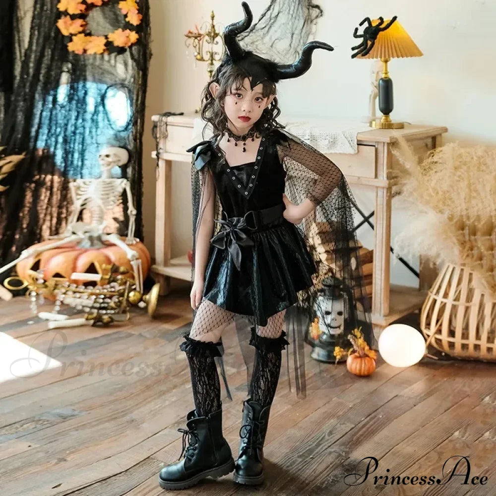 New Pattern High Quality Halloween Witch Cosplay Kid Costumes