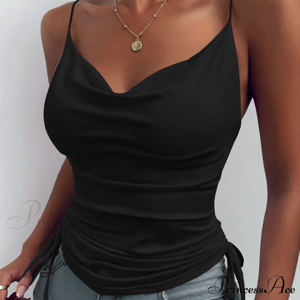 New Sexy Strap Basic Tops Black / Xxxl