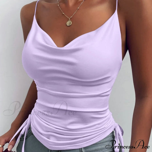 New Sexy Strap Basic Tops Purple / M