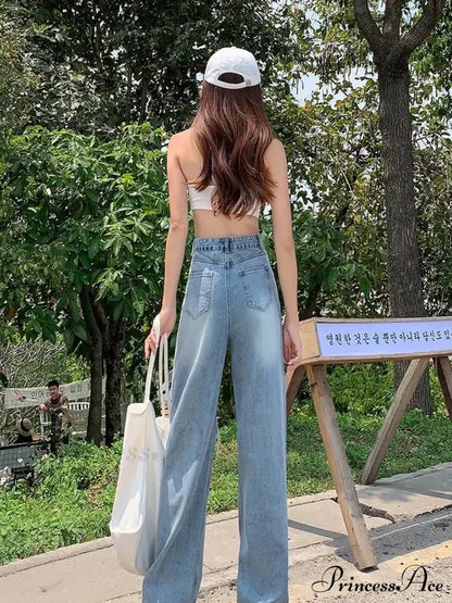 New Straight Loose High Waist Thin Women’s Summer Section Wide Leg Pants Jean