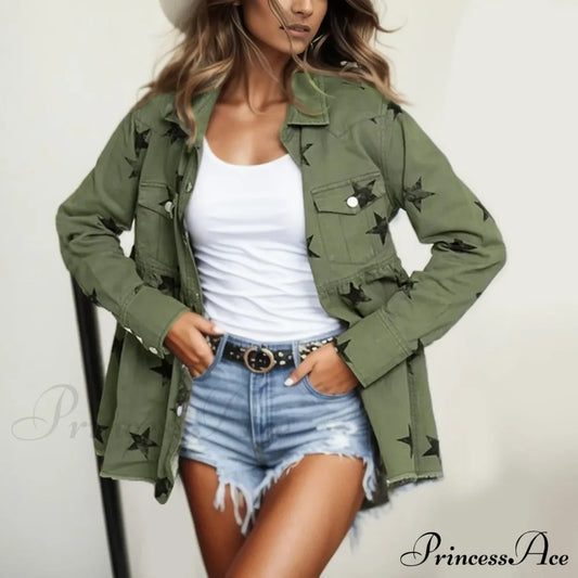 New Stylish Chic Trendy Elegant Fashionable Versatile Classic Jacket Green / S