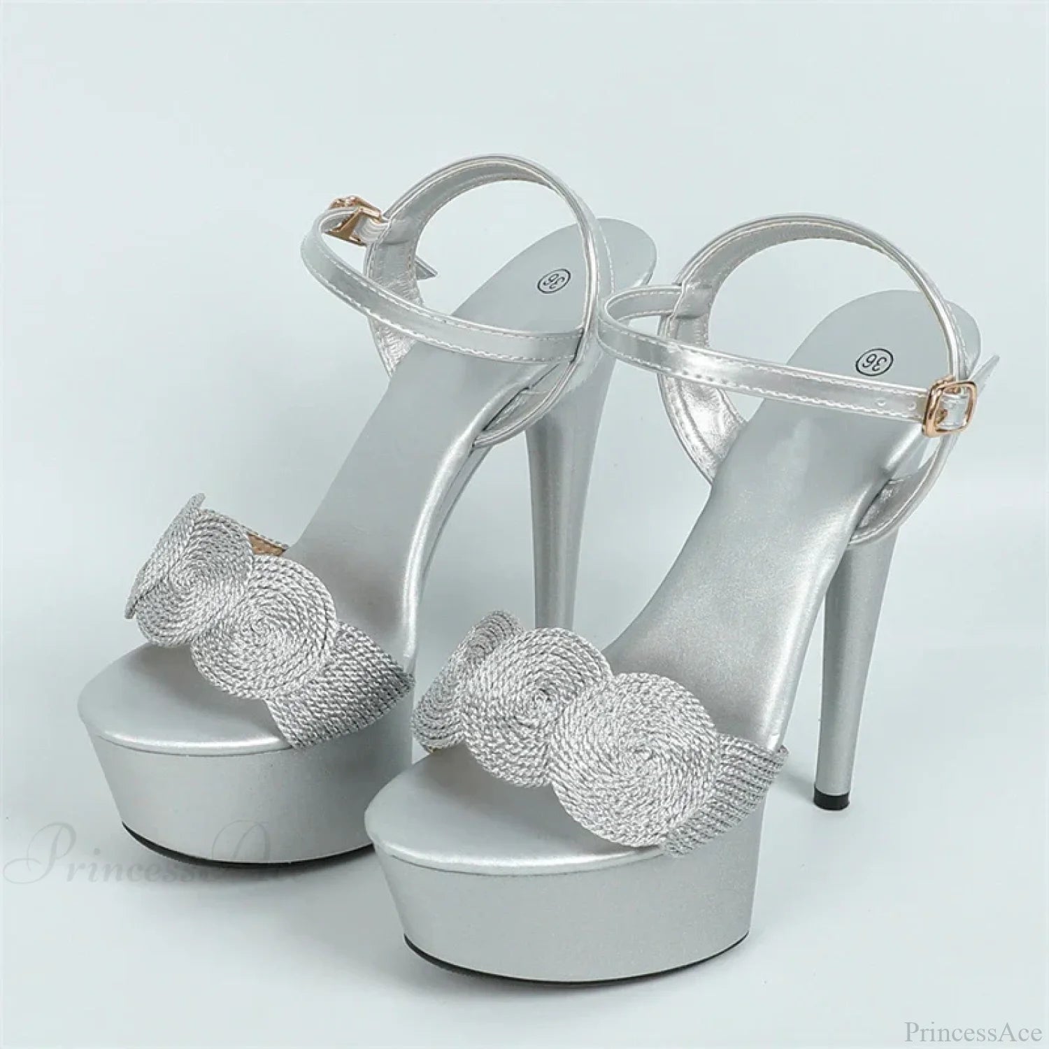 Newfashion Buckle-Strap Red High-Heels Platform Sandals Wedding Prom Open-Toe Stiletto Women High