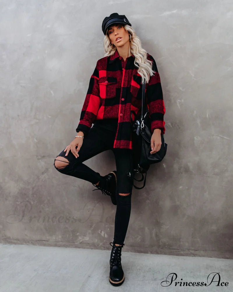 Nicolas Plaid Button Down Shirt Jacket Coats-L