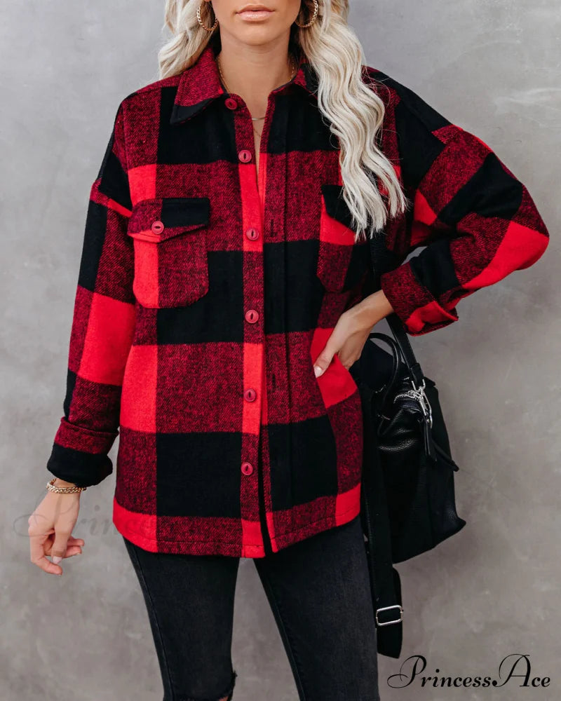 Nicolas Plaid Button Down Shirt Jacket Coats-L