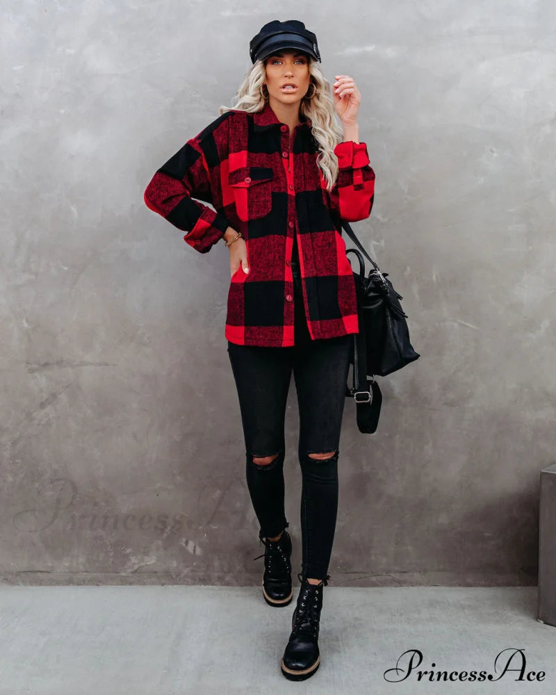 Nicolas Plaid Button Down Shirt Jacket Coats-L