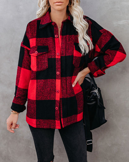 Nicolas Plaid Button Down Shirt Jacket