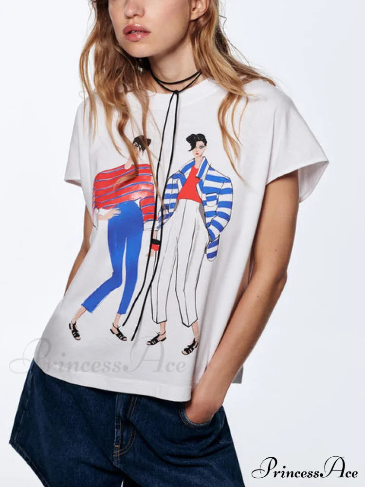 Nicole T-Shirt Blue Red / S Tops & Blouses