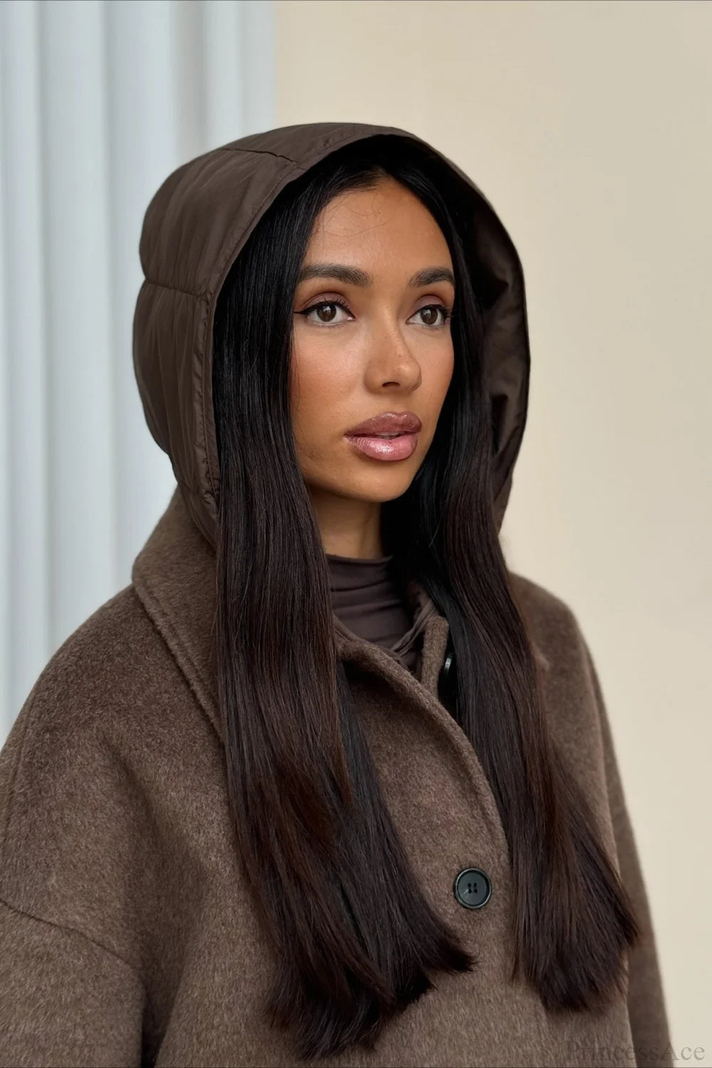 Notch Lapel Relaxed Fit Wool Blend Coat