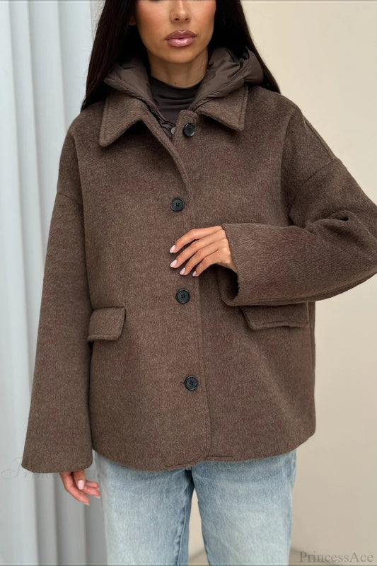 Notch Lapel Relaxed Fit Wool Blend Coat