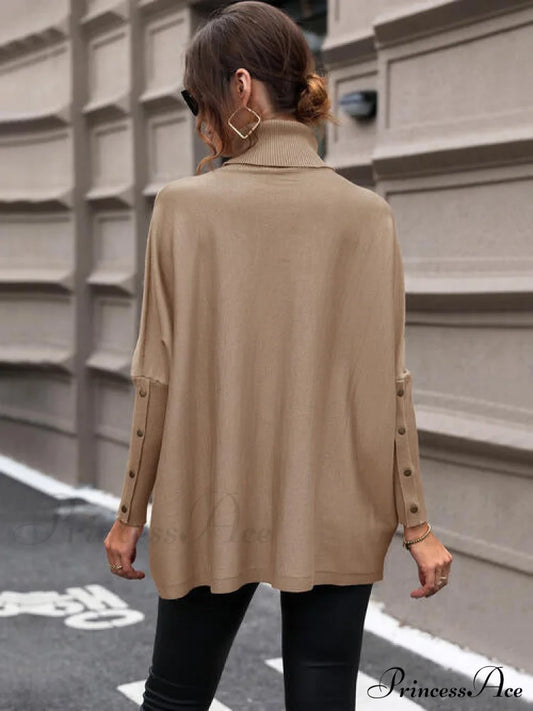 Nude Arm Turtleneck Raglan Sweater