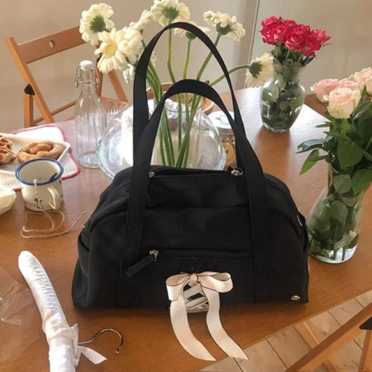 Nylon Sewing Thread Crossbody Shoulder Bag Black shoulder-250126