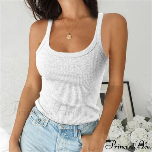 O Neck Knittrf Sleeveless Basic Top