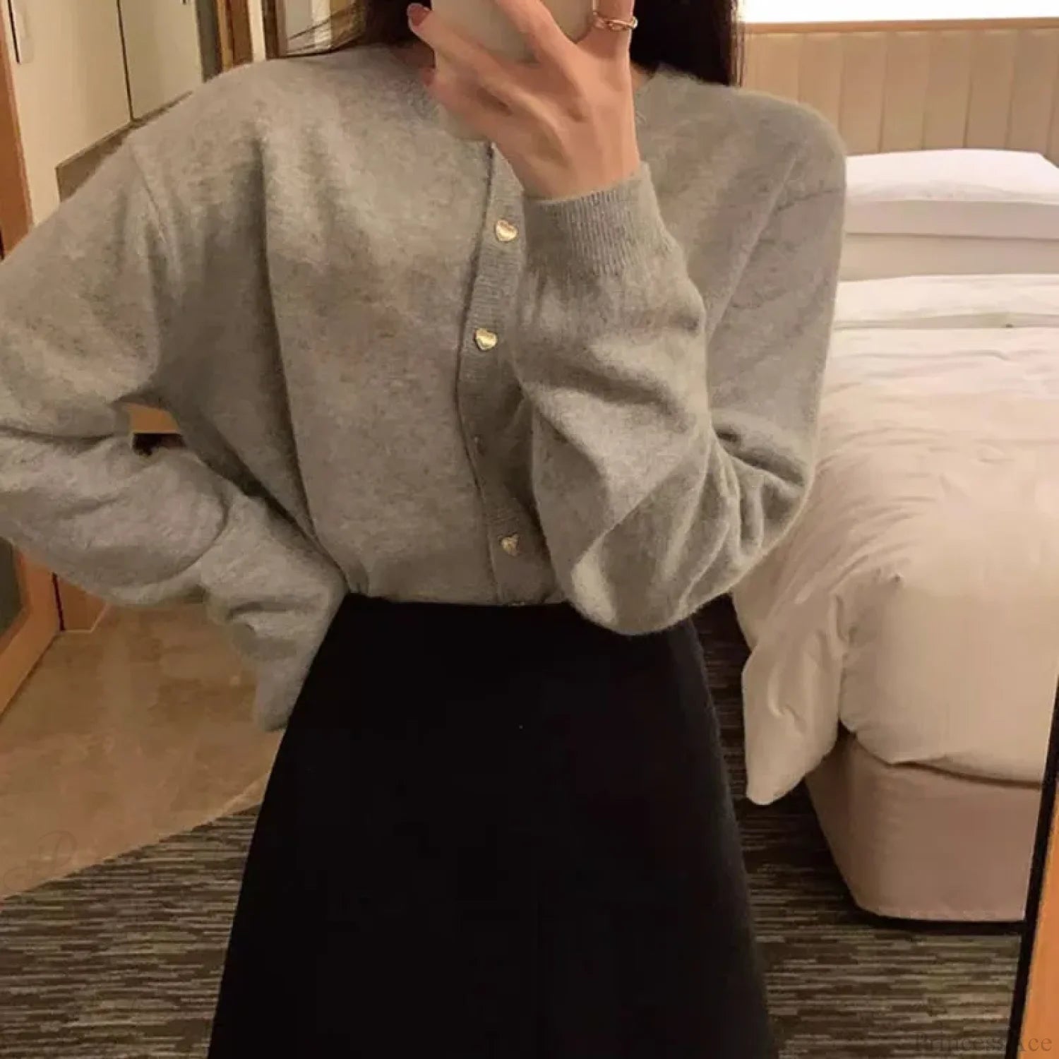 O-neck Long Sleeve Casual Cardigan GRAY / One Size