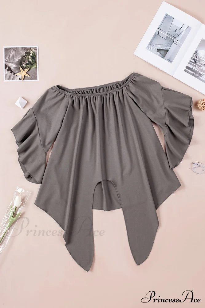 Off-Shoulder Blouse Tie With Hem