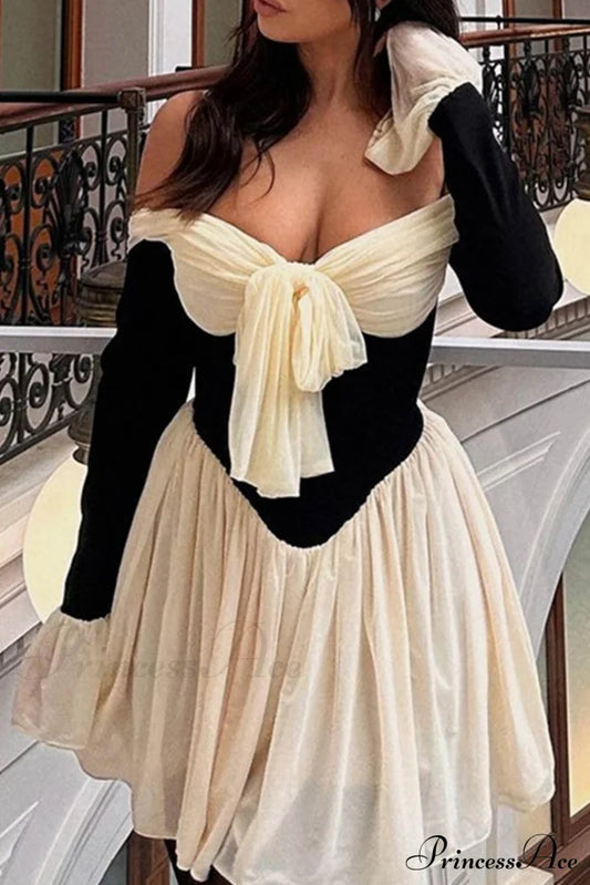 Off Shoulder Corset Dress With Bow White / M Mini Dresses