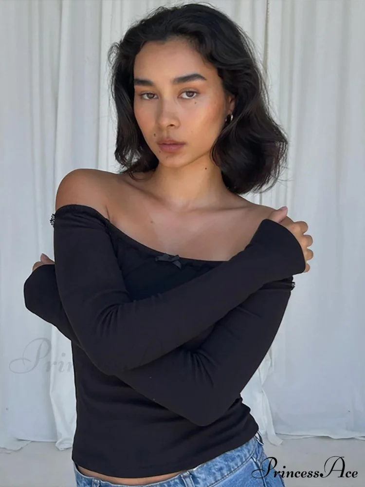 Off-Shoulder Long Stylish Sleeve Bow Top