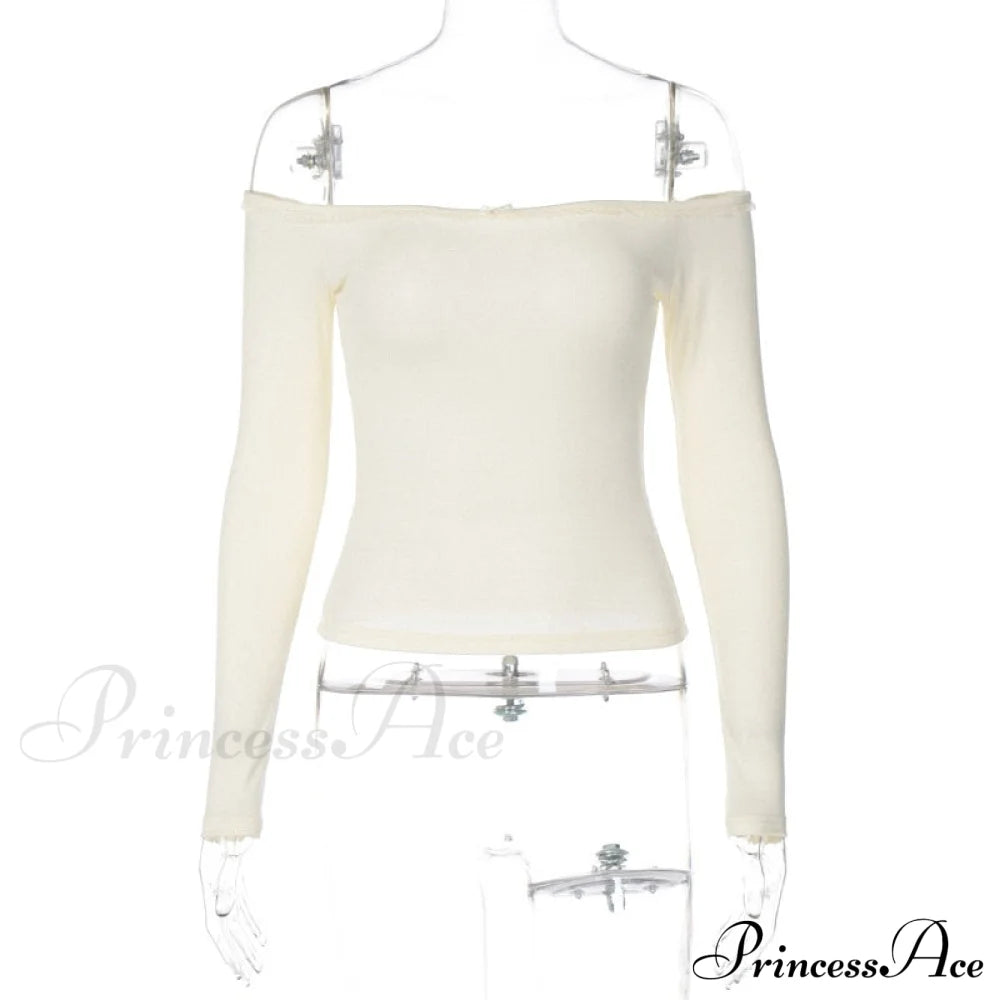 Off-Shoulder Long Sleeve Bow Top - Free From Label