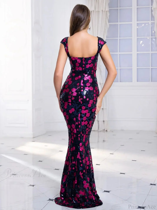 Off-Shoulder Sequin Party Dress Partydress-241208