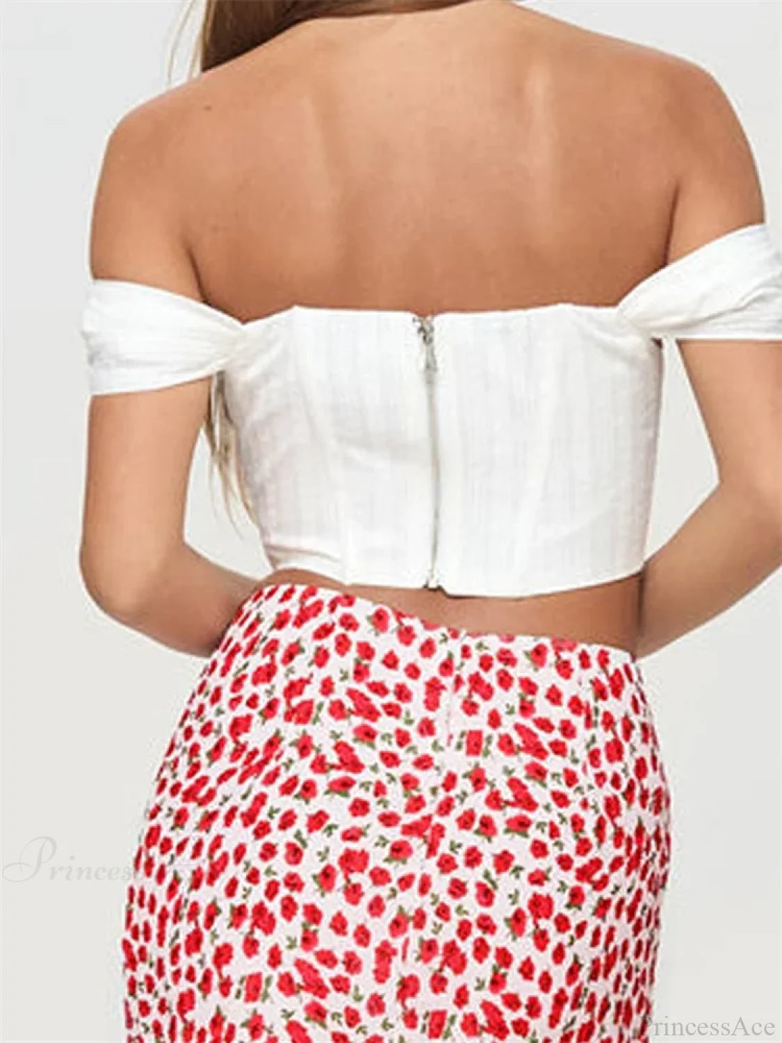 Off Shoulder Solid Zip Backless Tee Crop Top croptop-250126