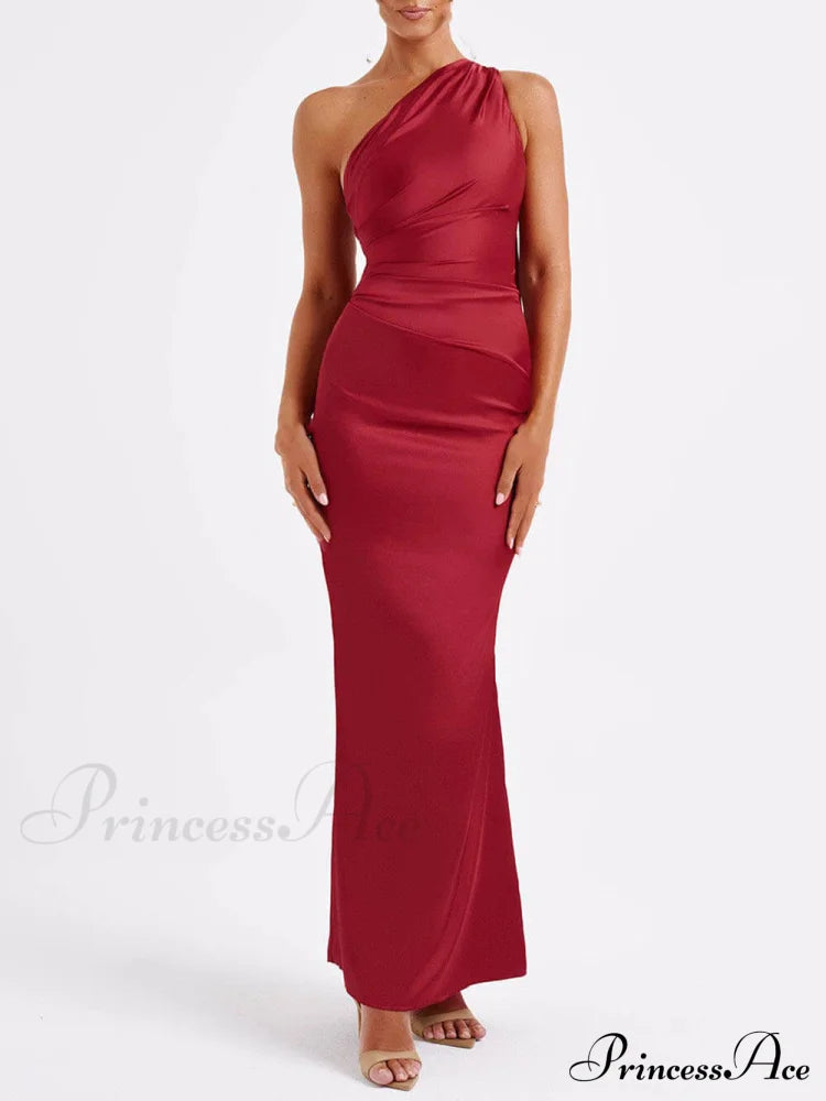 Off-The-Shoulder Elegant Maxi Dress Wine / S Dresses