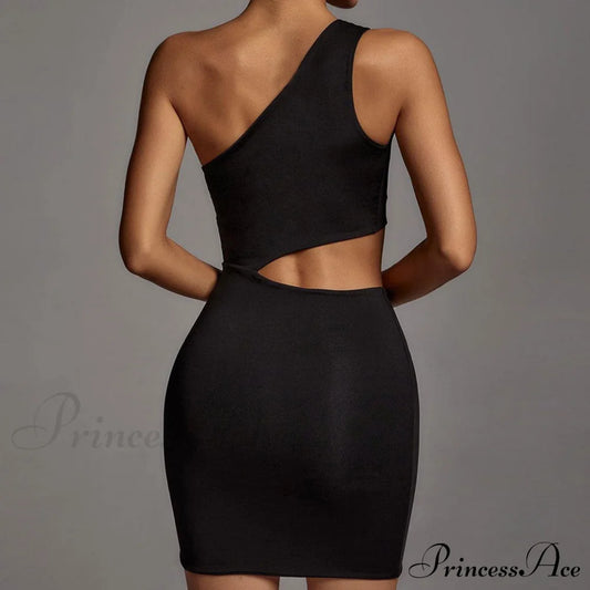 One Shoulder Graceful Crop Cami Top S / Black Party Dresses-L