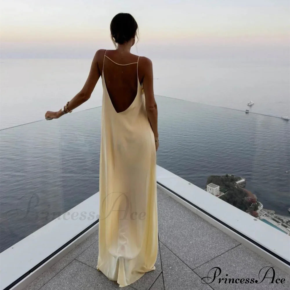 Open Back Sleeveless Slip Maxi Dress