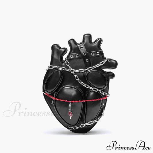 Original Dark Binding Chain Heart Punk Gothic Style Metal Sexy Shoulder Bag Black Halloween