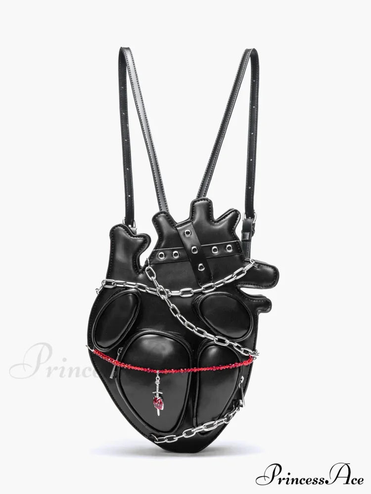 Original Dark Binding Chain Heart Punk Gothic Style Metal Sexy Shoulder Bag Halloween