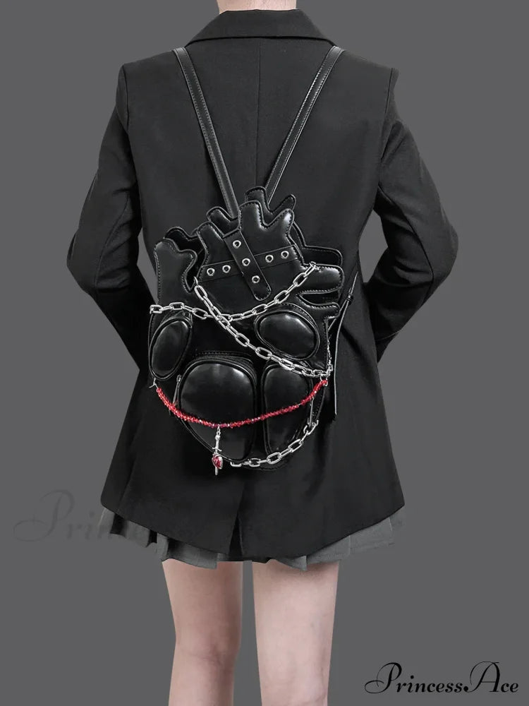 Original Dark Binding Chain Heart Punk Gothic Style Metal Sexy Shoulder Bag Halloween