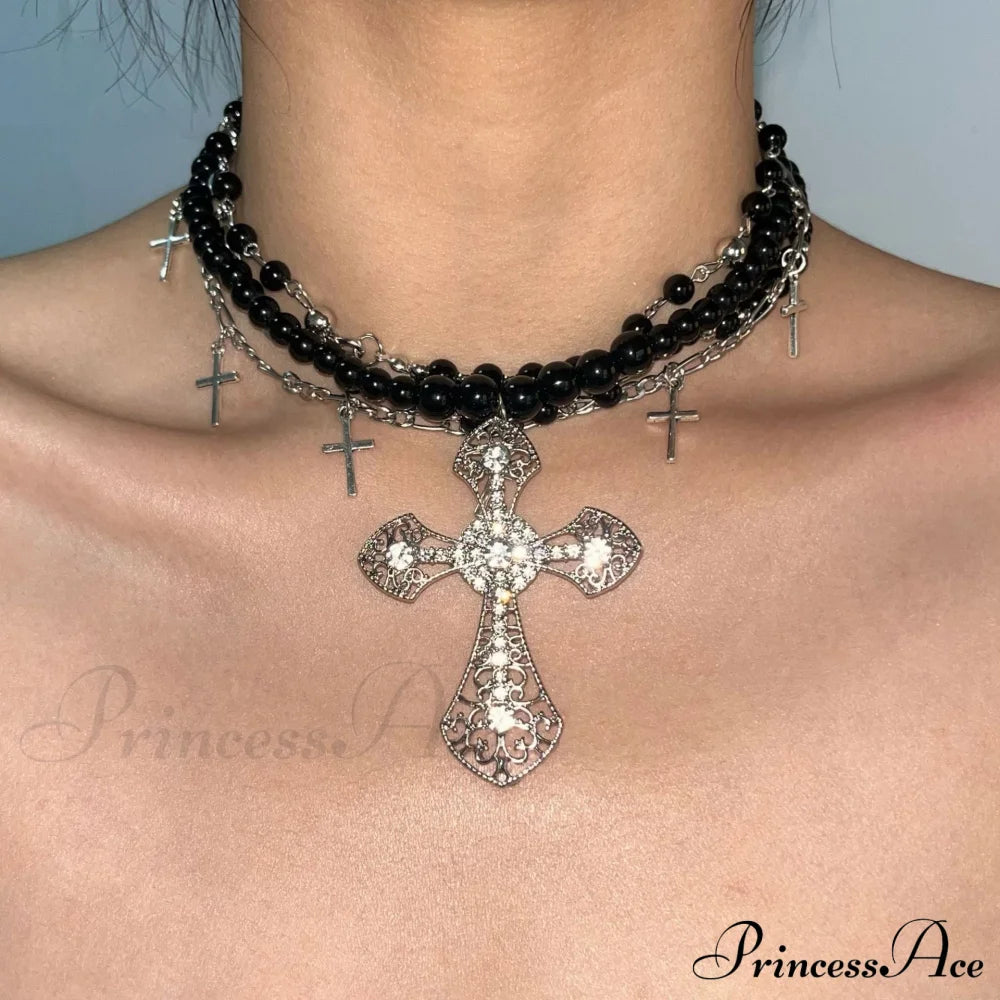 Original Sweet Cool Cross Layered Necklace Halloween