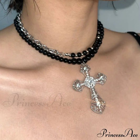 Original Sweet Cool Cross Layered Necklace Halloween