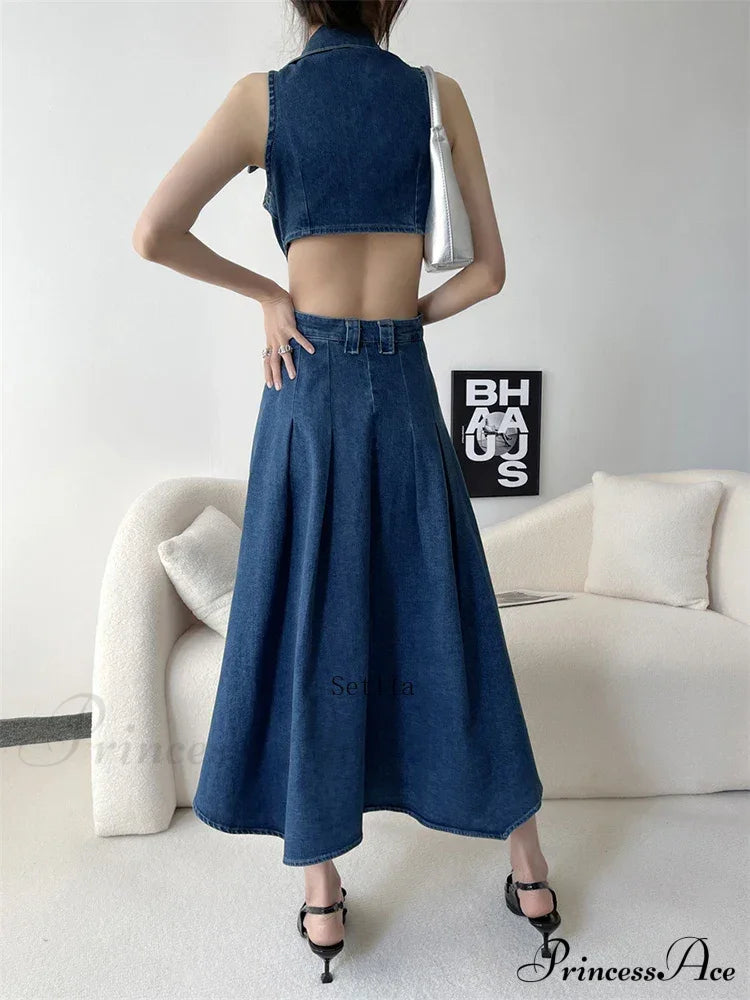 Out Denim Maxi Dress