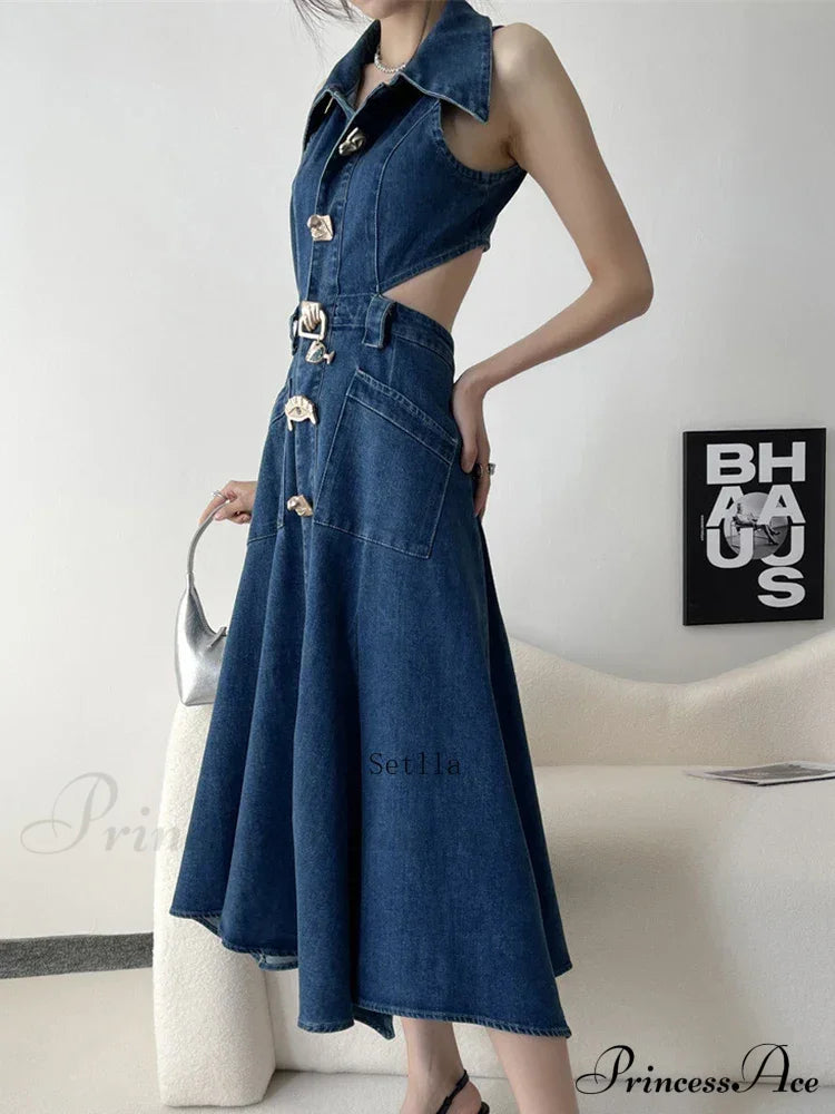 Out Denim Maxi Dress