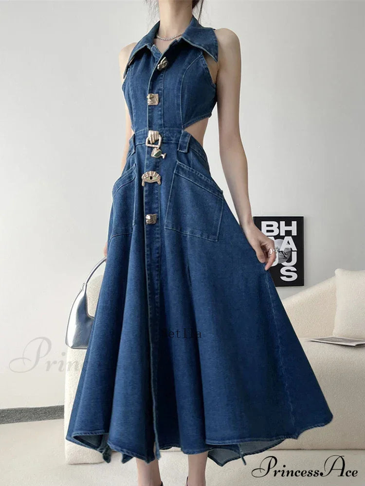 Out Denim Maxi Dress