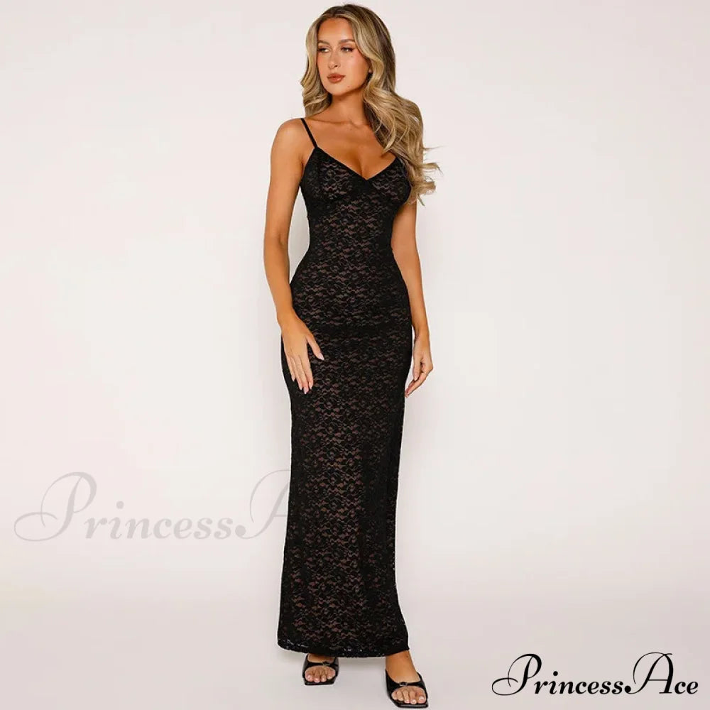 Out Lace Sheer Maxi Dress