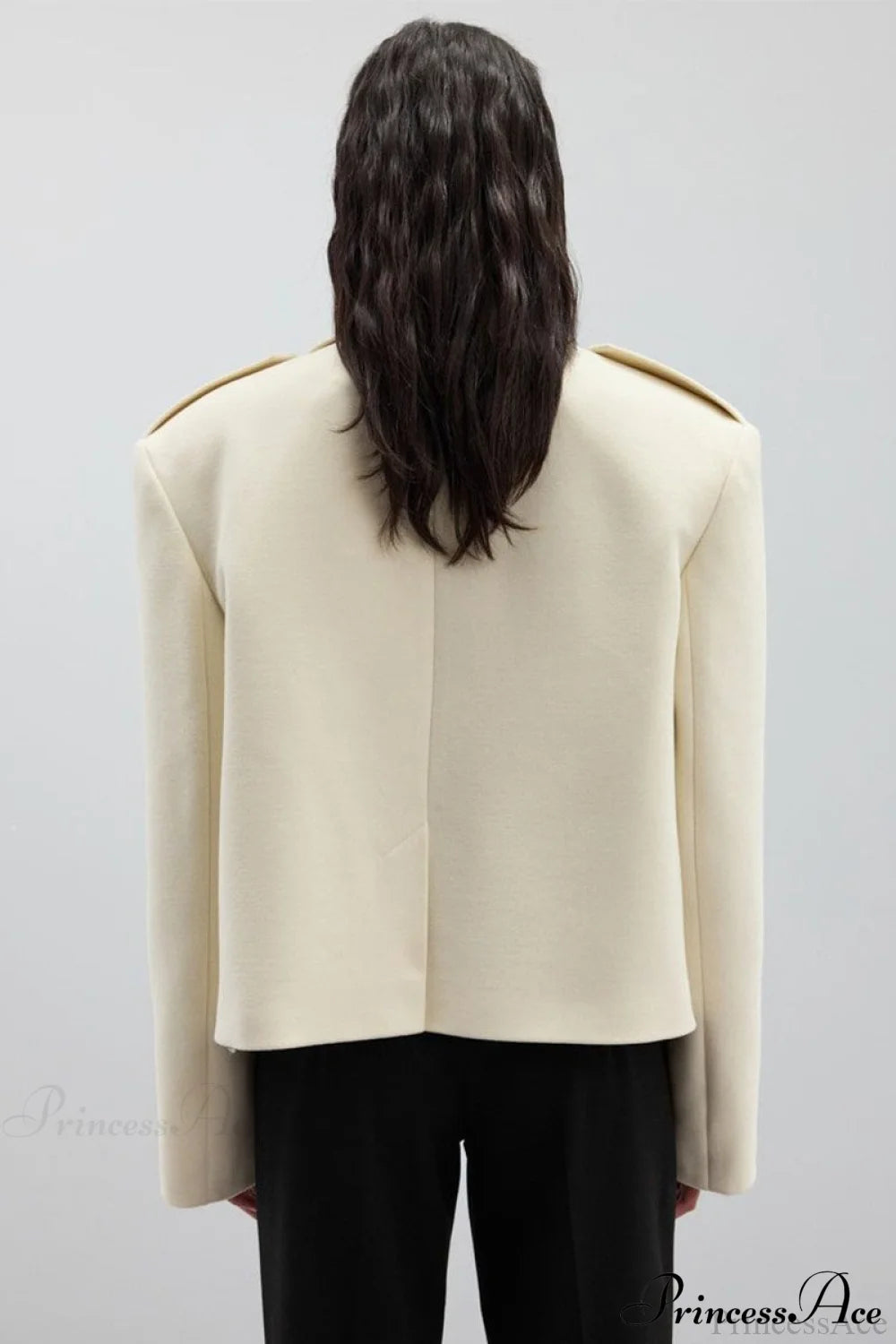 Oversized Notch Lapel Epaulette Woolen Blazer