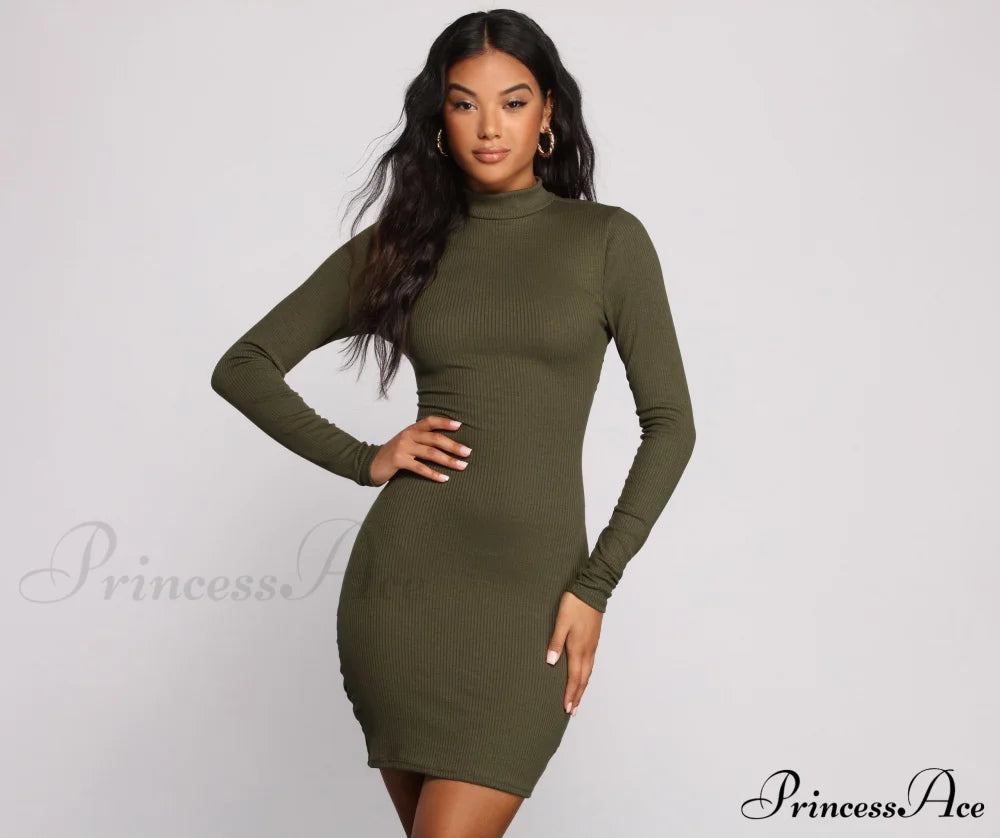 Own Knit Stylish Ruched Mini Dress Casual Dresses