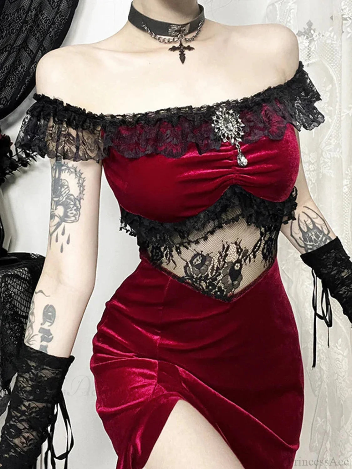 Palatial Fashion Lace Empty Out Full-Length Dress