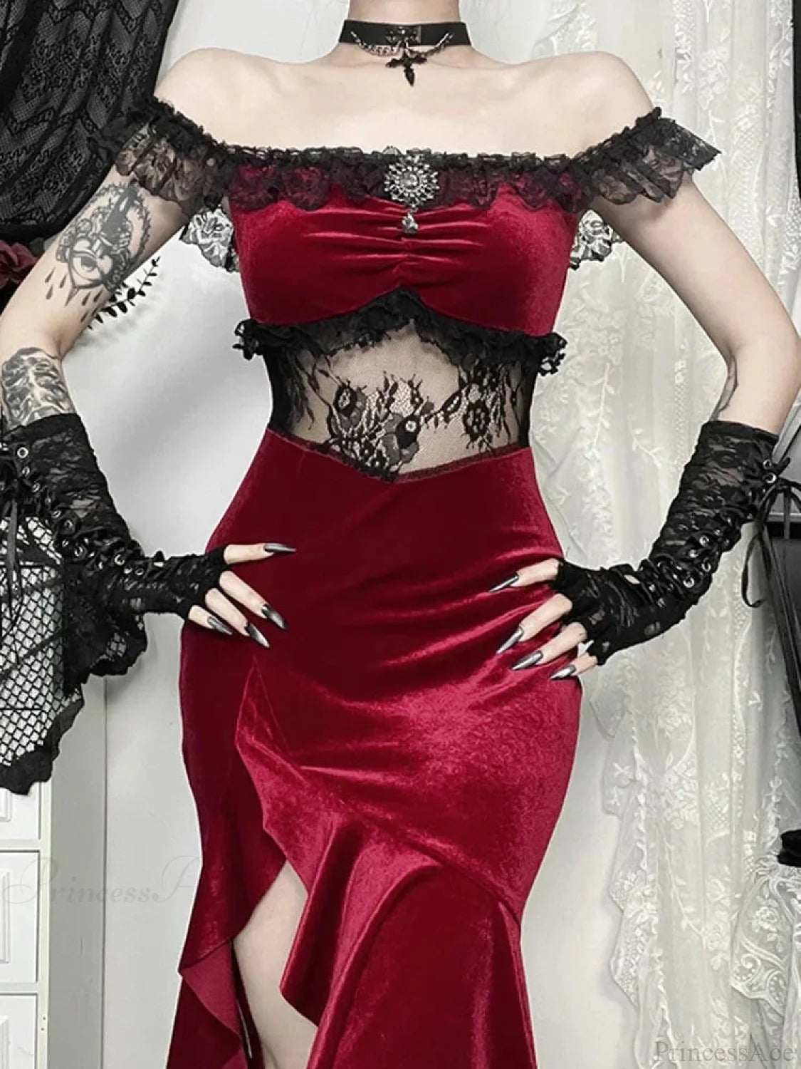 Palatial Fashion Lace Empty Out Full-Length Dress