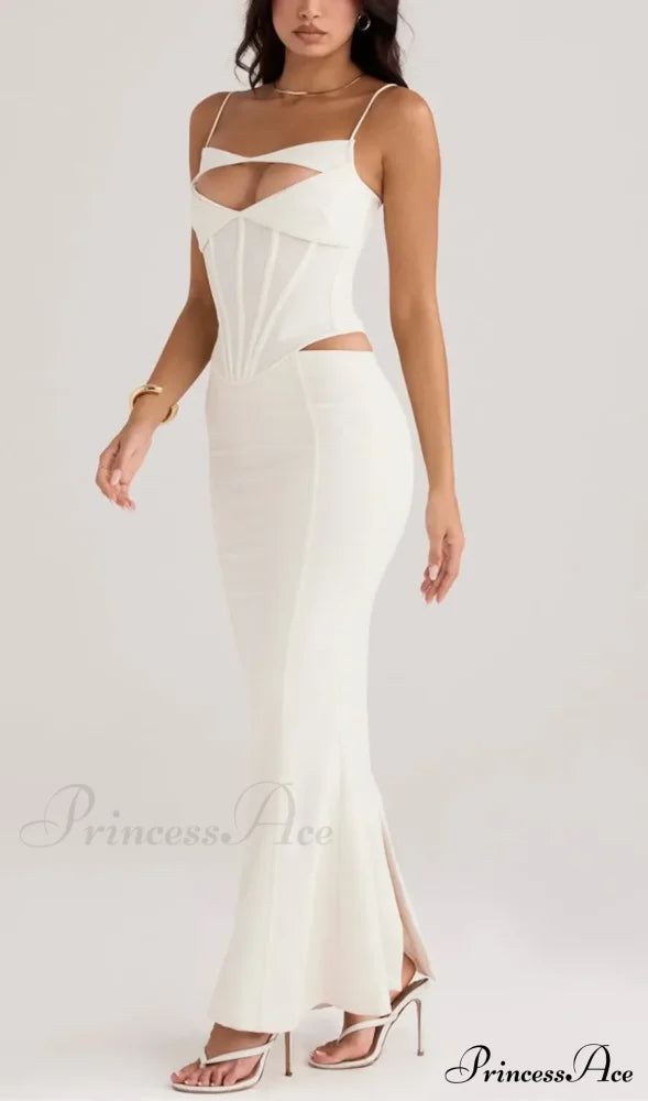 Paloma Ivory Stylish Corset Maxi Dress 16 Days / 4 S White