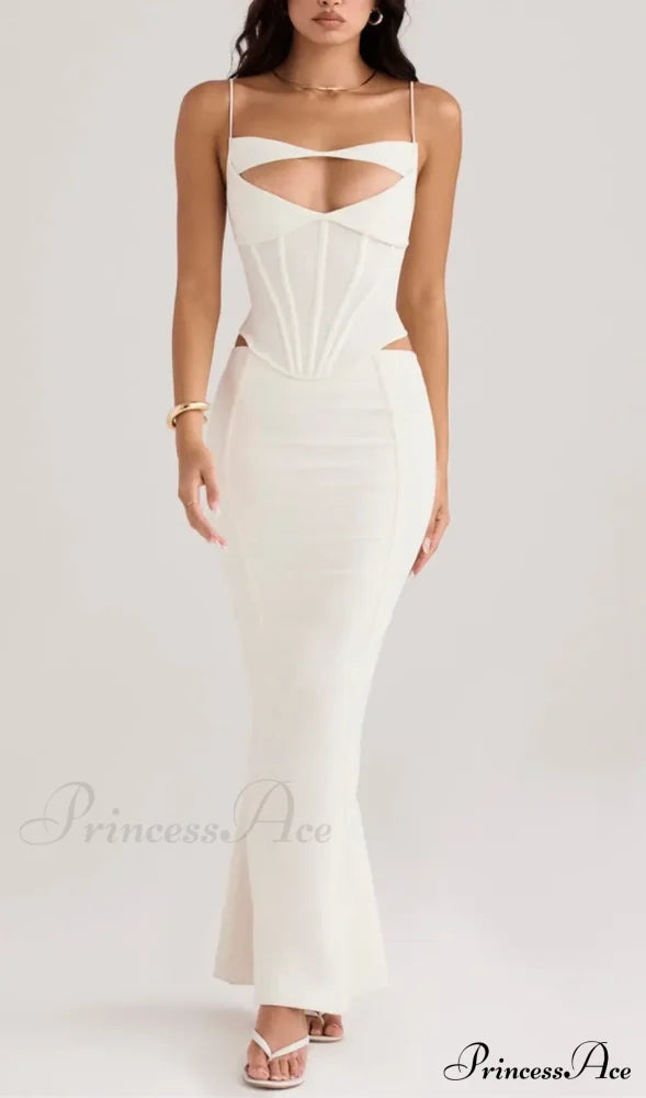 Paloma Ivory Stylish Corset Maxi Dress 4 Days / S White