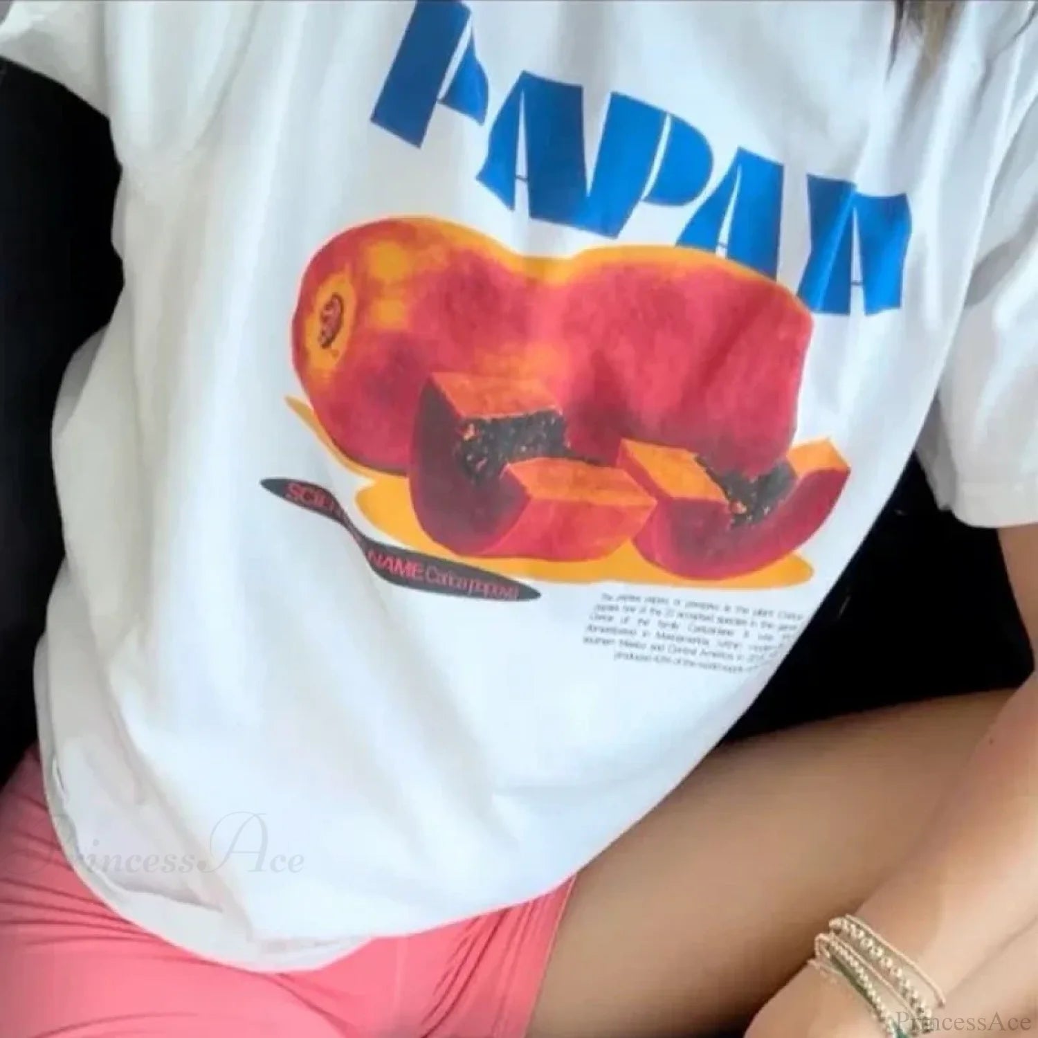 Papaya Print Retro Style T-shirt WHITE / S t-shirt-250223