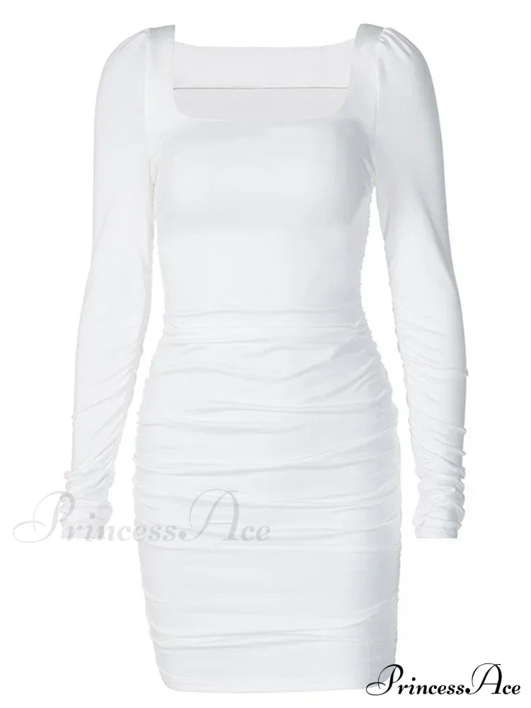 Party Elegant Streetwear Club White Mini Dress