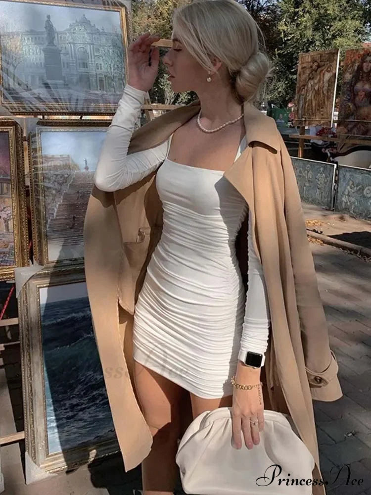 Party Elegant Streetwear Club White Mini Dress